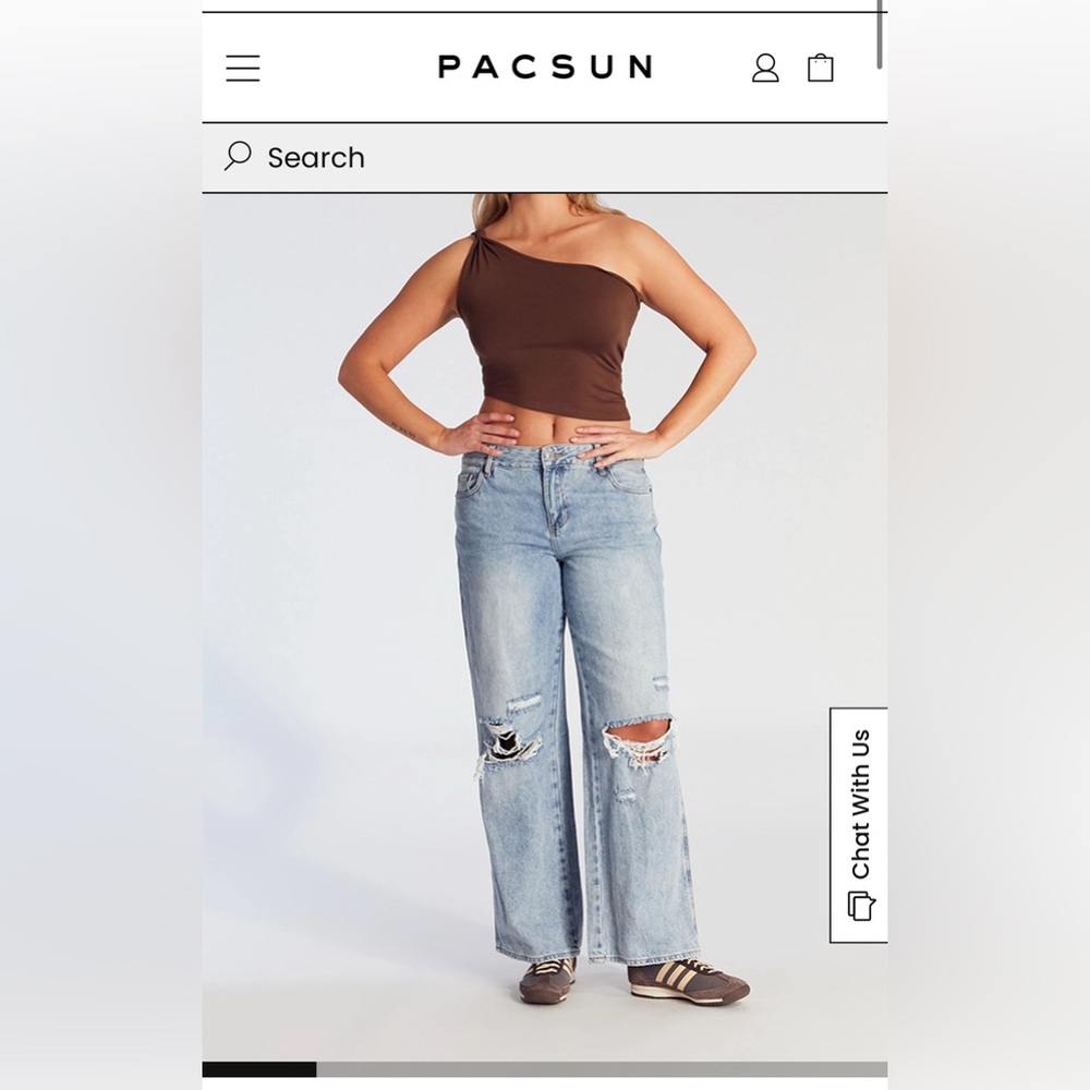 Pacsun Casey Low Rise Baggy Jeans Ripped Knees Medium Indigo 
Size: 24 SHORT